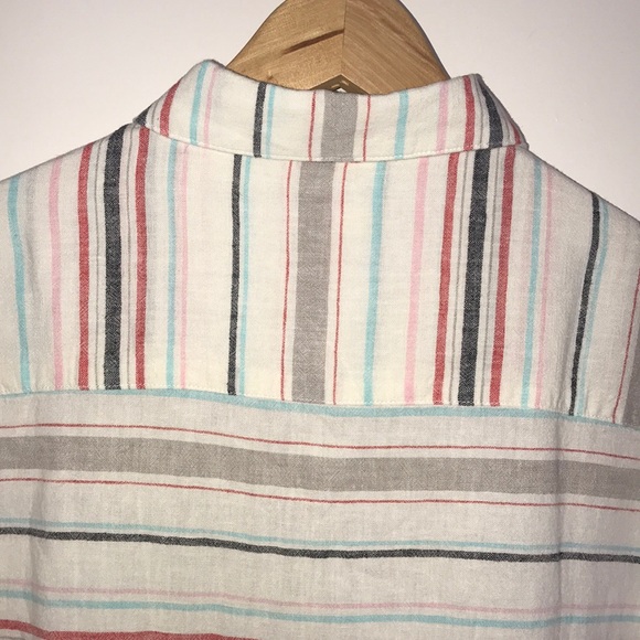 Weatherproof Vintage Linen striped tie front blouse size M New With Tags - Picture 9 of 11